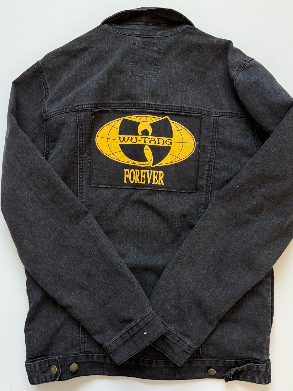 🔴Wu-Tang Jacket Size Large Black Denim Jeans Rare WuTang Forever Rza Raekwon